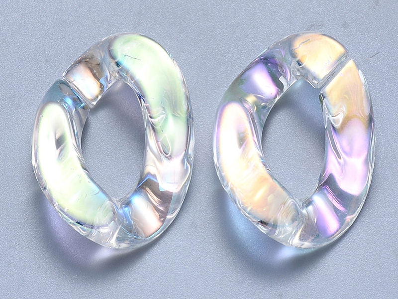 achat 50 grands maillons en plastique 30 x 21 mm - à connecter pour création de chaîne - blanc nacré et irisé