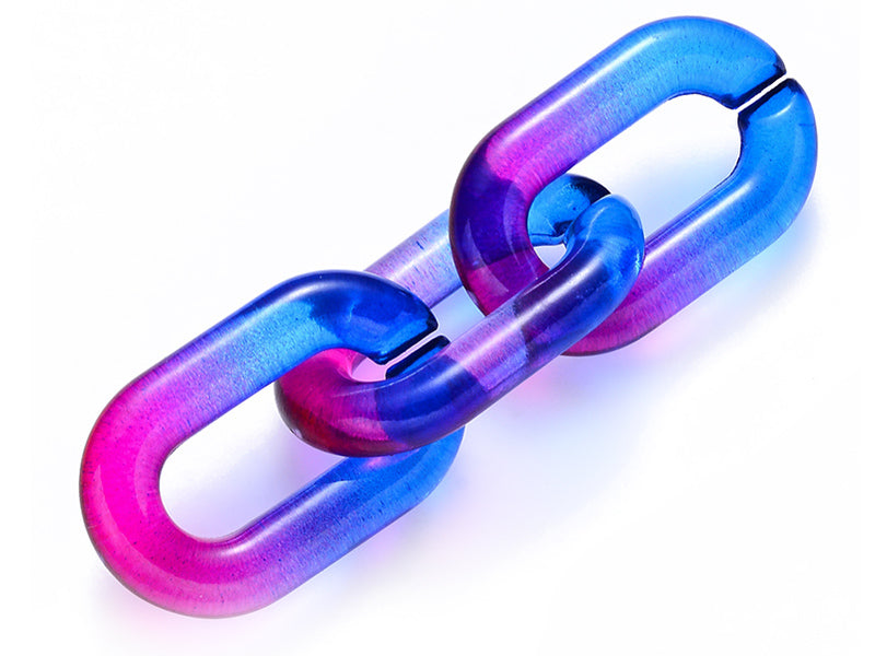 Achat 50 grands maillons en plastique 31 x 19 mm - à connecter pour création de chaîne - dégradé bleu et violet