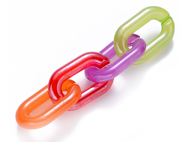 achat 50 grands maillons en plastique 31 x 19 mm - à connecter pour création de chaîne - mix multicolore transclucide