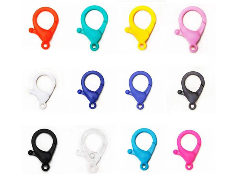 Achat 10 fermoirs mousqueton en plastique - 35 x 24 mm - mix multicolore