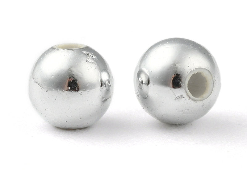 Achat 100 perles en plastique rondes - 6 mm - argenté
