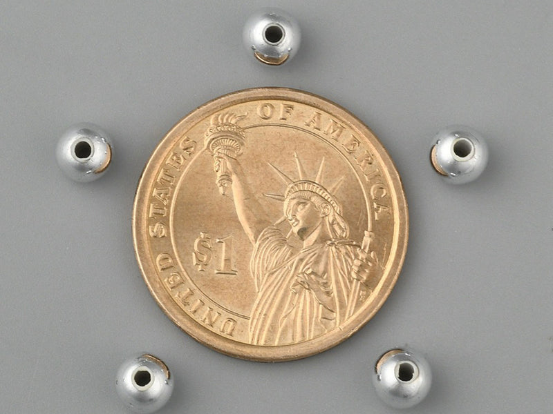 achat 100 perles en plastique rondes - 6 mm - argenté