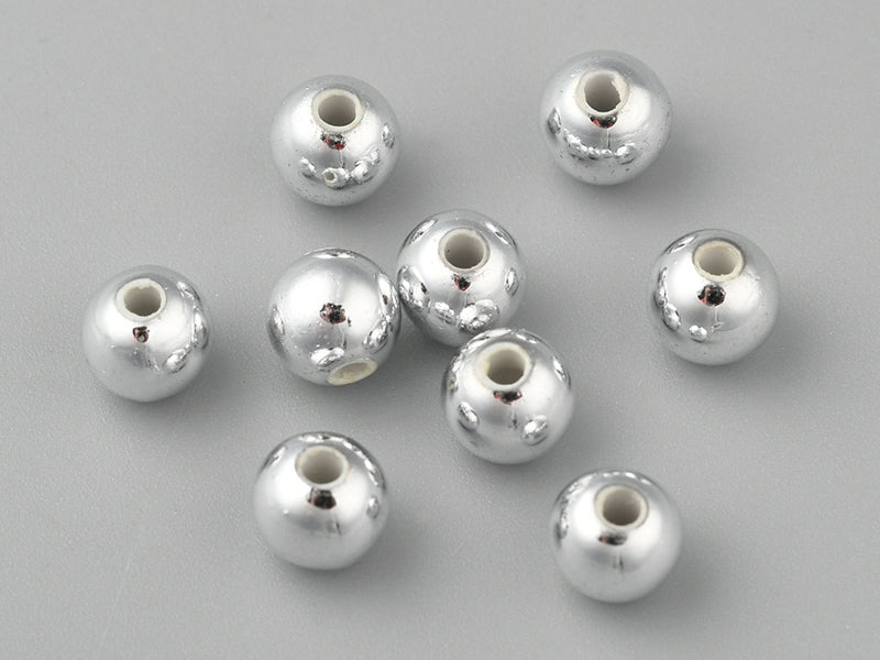 achat 100 perles en plastique rondes - 6 mm - argenté