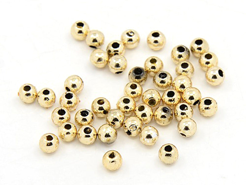 Achat 100 perles en plastique rondes - 6 mm - doré
