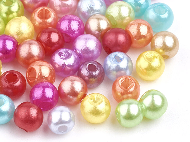 Achat 100 perles en plastique rondes imitation perles de culture - 6 mm - multicolore
