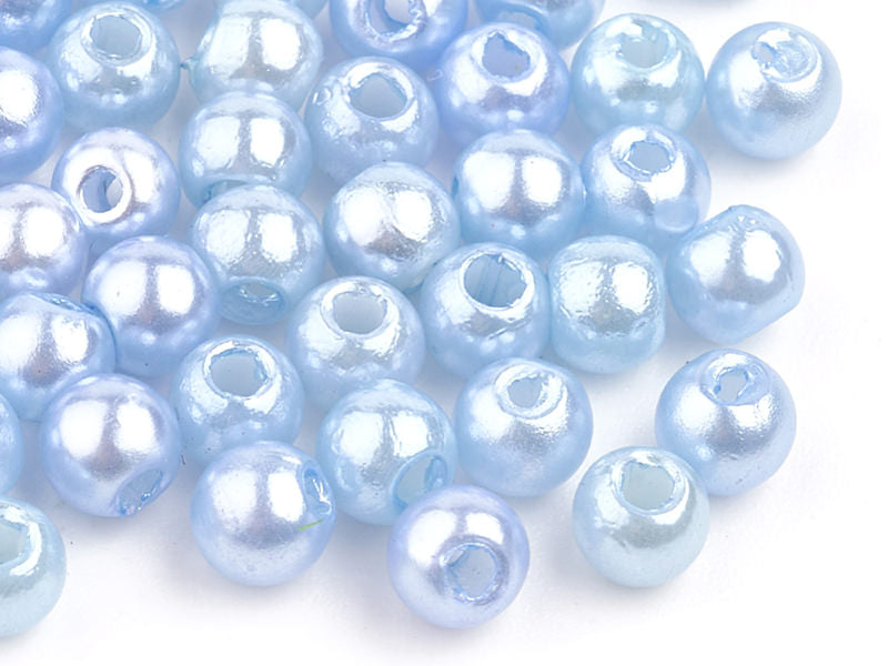 Achat 100 perles en plastique rondes imitation perles de culture - 6 mm - bleu pâle
