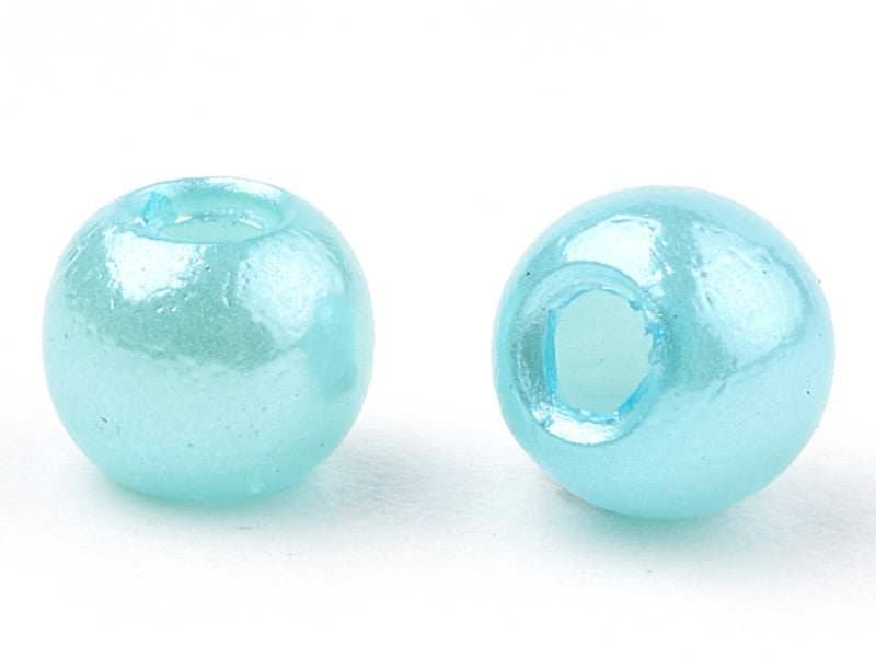 achat 100 perles en plastique rondes imitation perles de culture - 6 mm - bleu turquoise