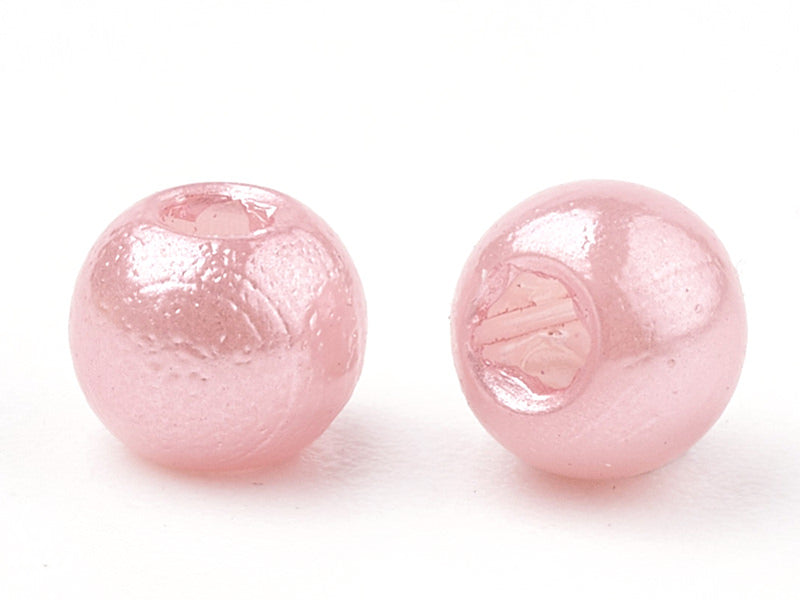 achat 100 perles en plastique rondes imitation perles de culture - 6 mm - rose pâle