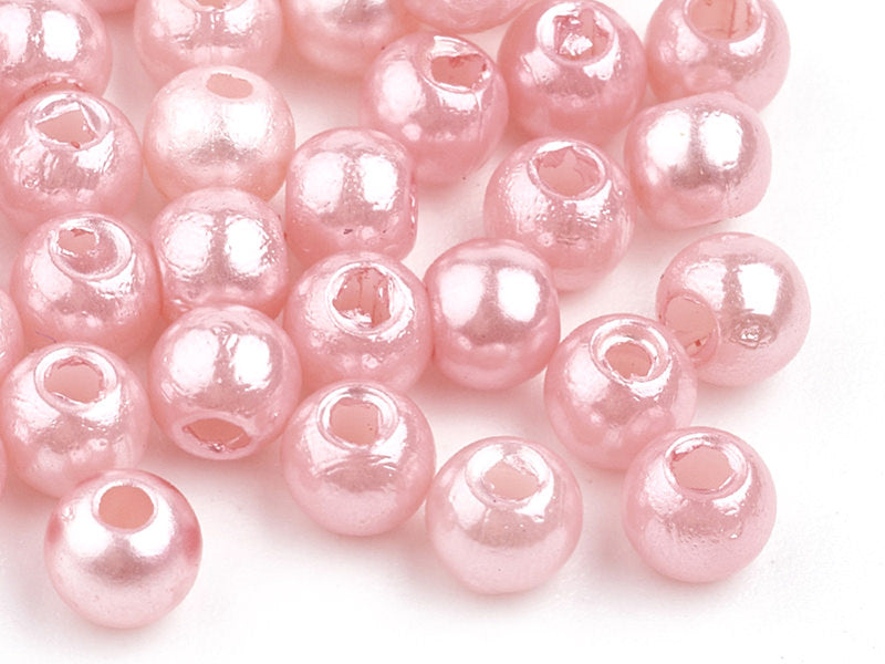 Achat 100 perles en plastique rondes imitation perles de culture - 6 mm - rose pâle