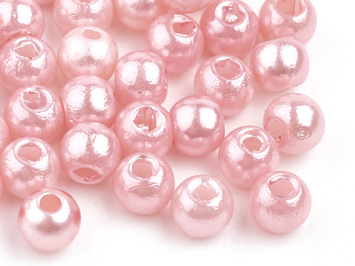 Achat 100 perles en plastique rondes imitation perles de culture - 6 mm - rose pâle