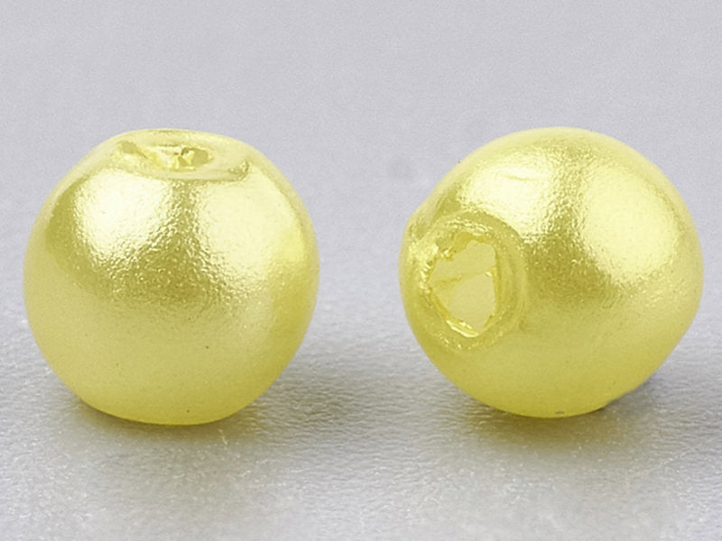 Achat 100 perles en plastique rondes imitation perles de culture - 6 mm - jaune pâle