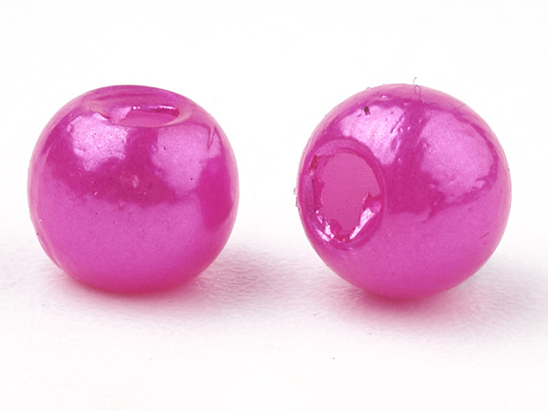Achat 100 perles en plastique rondes imitation perles de culture - 6 mm - rose fuschia