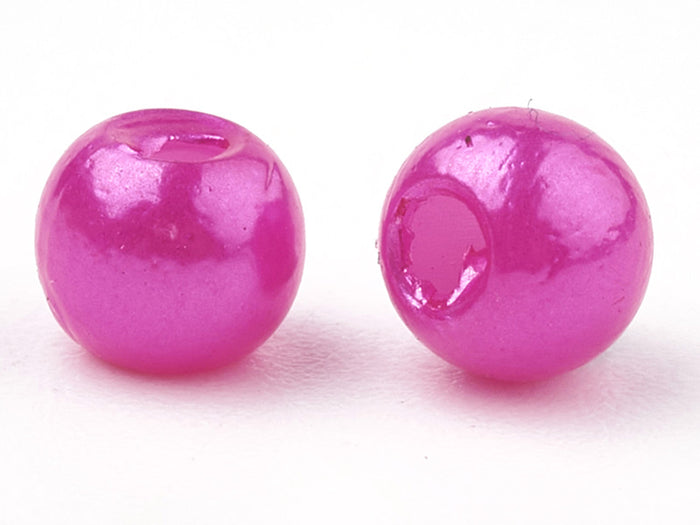 Achat 100 perles en plastique rondes imitation perles de culture - 6 mm - rose fuschia
