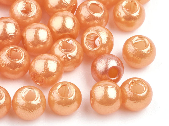 Achat 100 perles en plastique rondes imitation perles de culture - 6 mm - orange