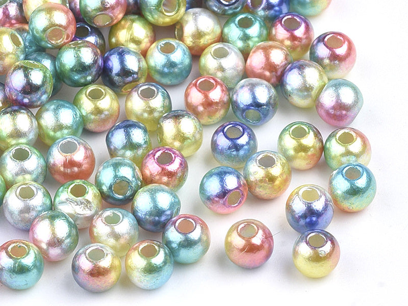 Achat 100 perles en plastique rondes imitation perles de culture - 6 mm - mix de perles dégradé