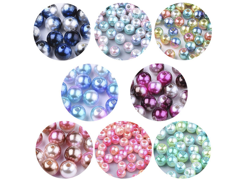 achat 100 perles en plastique rondes imitation perles de culture - 6 mm - mix de perles dégradé