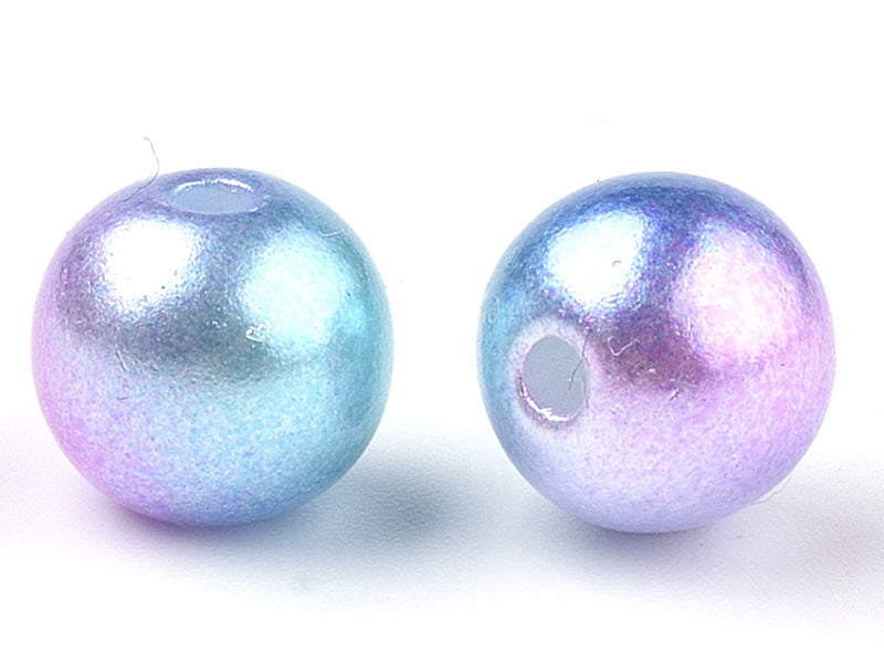 Achat 100 perles en plastique rondes imitation perles de culture - 6 mm - dégradé bleu et violet