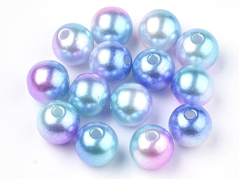 Achat 100 perles en plastique rondes imitation perles de culture - 6 mm - dégradé bleu et violet