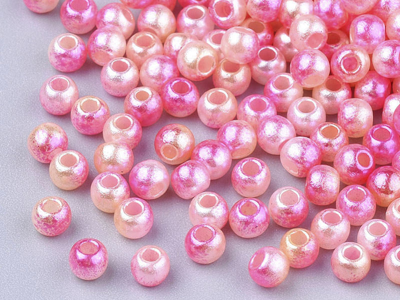 Achat 100 perles en plastique rondes imitation perles de culture - 6 mm - dégradé rose