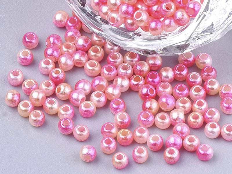 achat 100 perles en plastique rondes imitation perles de culture - 6 mm - dégradé rose