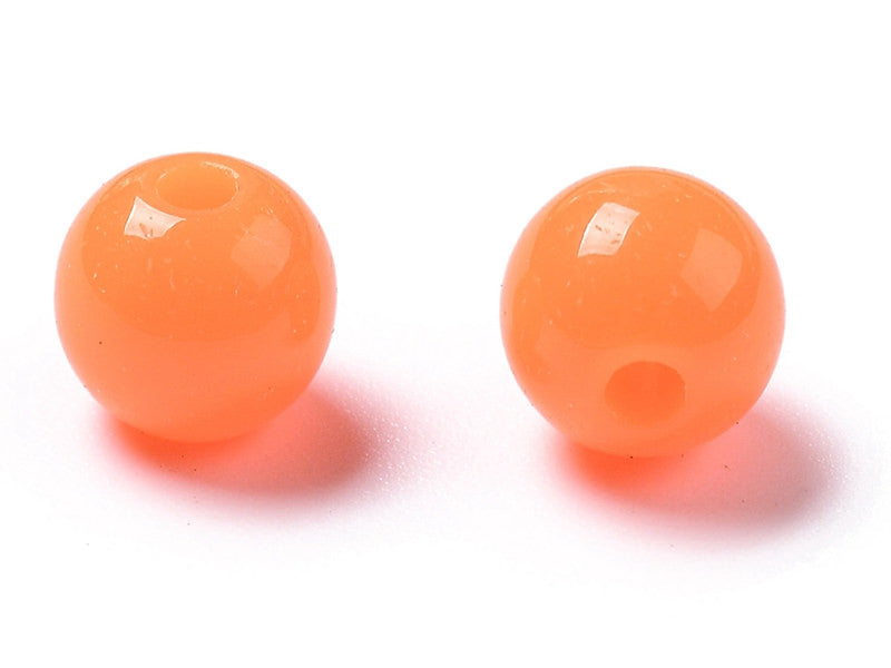 achat 100 perles en plastique rondes 6 mm - orange fluo