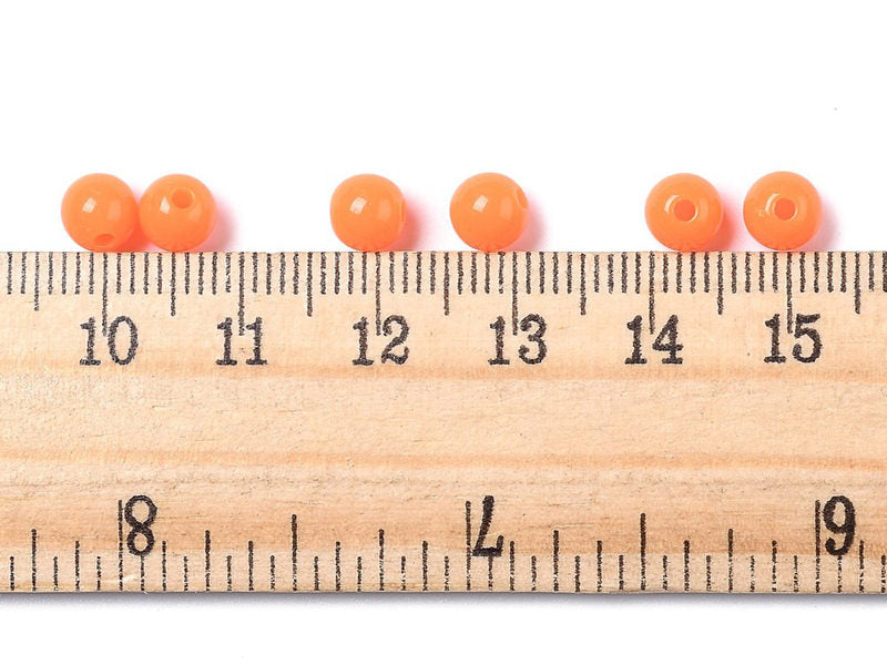 achat 100 perles en plastique rondes 6 mm - orange fluo