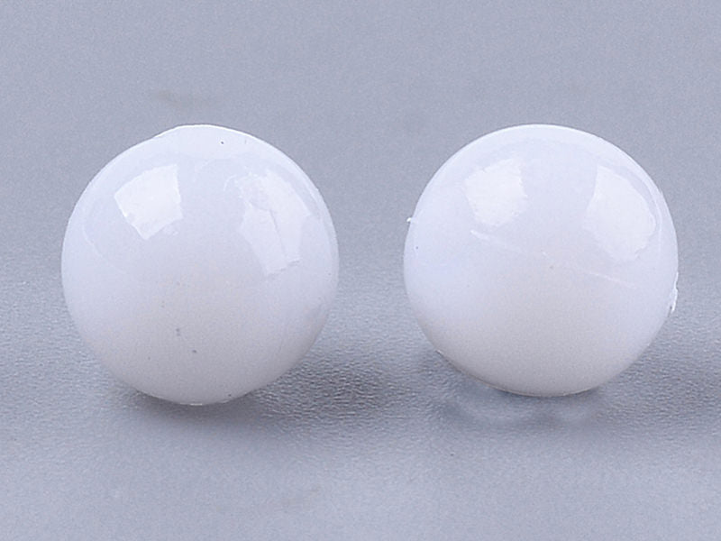 Achat 100 perles en plastique rondes 6 mm - blanc