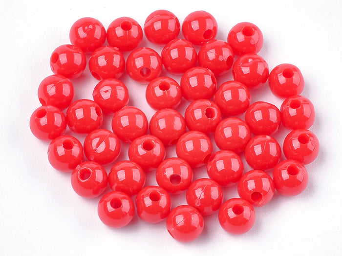 Achat 100 perles en plastique rondes 6 mm - rouge