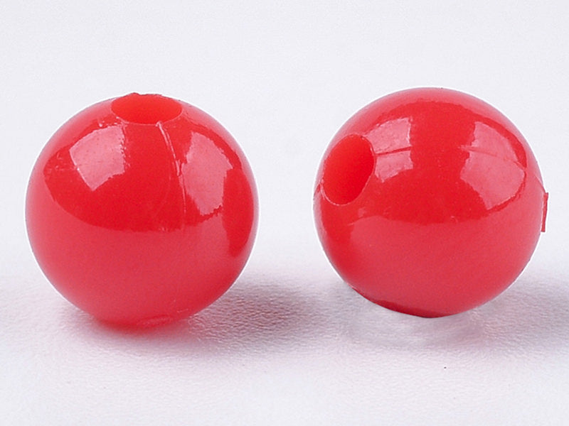 Achat 100 perles en plastique rondes 6 mm - rouge