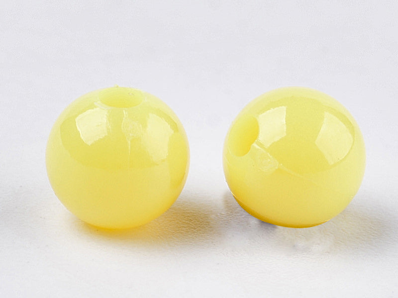 achat 100 perles en plastique rondes 6 mm - jaune