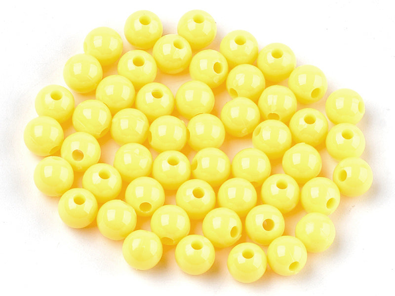 Achat 100 perles en plastique rondes 6 mm - jaune