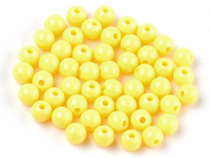 Achat 100 perles en plastique rondes 6 mm - jaune