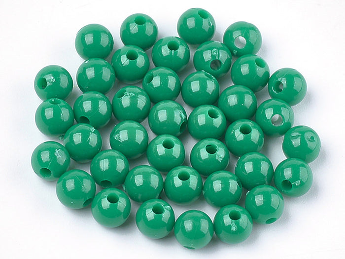 Achat 100 perles en plastique rondes 6 mm - vert sapin