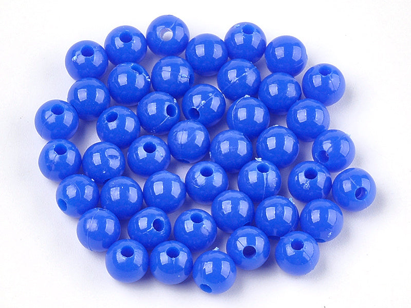 Achat 100 perles en plastique rondes 6 mm - bleu foncé