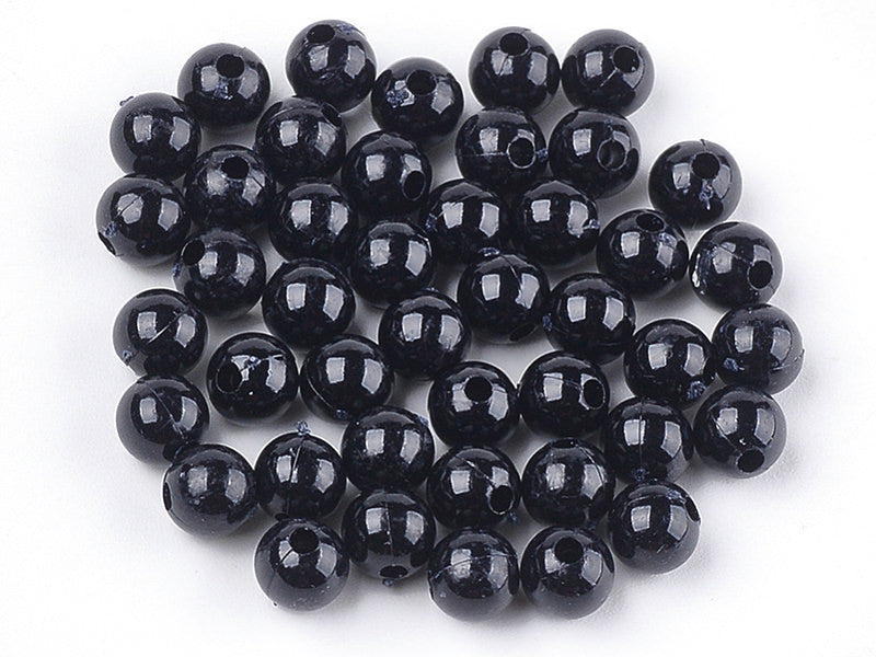 Achat 100 perles en plastique rondes 6 mm - noir