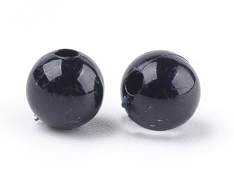 Achat 100 perles en plastique rondes 6 mm - noir