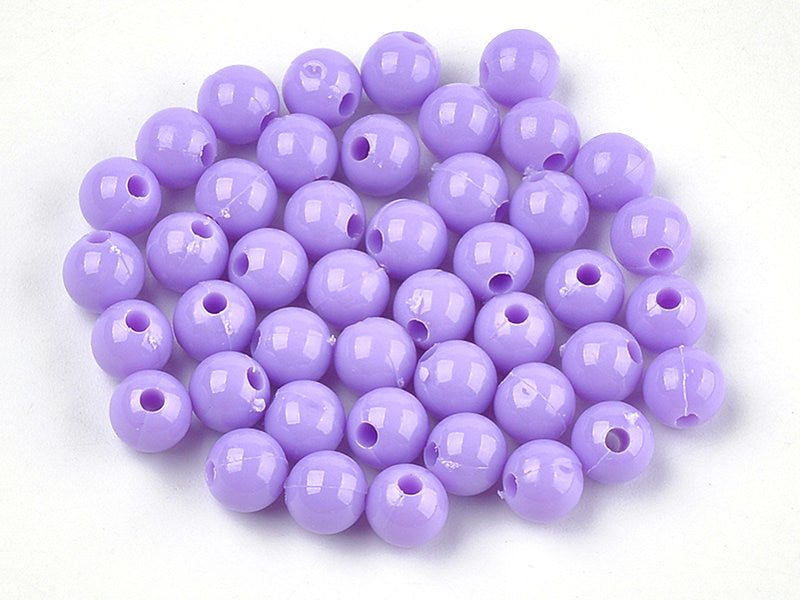 Achat 100 perles en plastique rondes 6 mm - violet / mauve