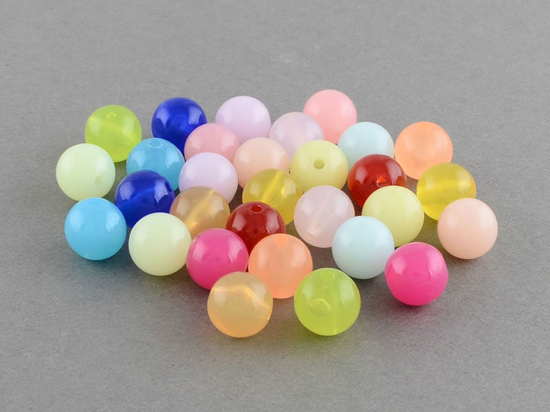Achat 100 perles en plastique rondes 6 mm - multicolores