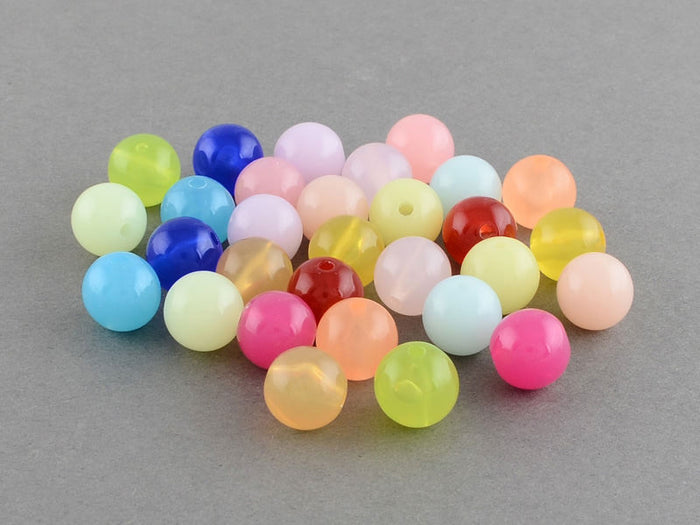 Achat 100 perles en plastique rondes 6 mm - multicolores