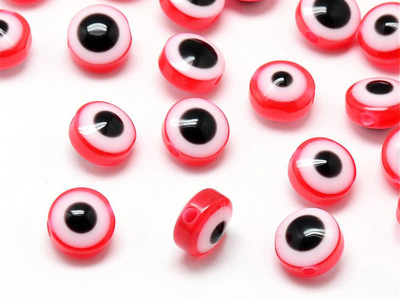 Achat 50 perles en plastiques - œil porte bonheur - multicolore - 8mm