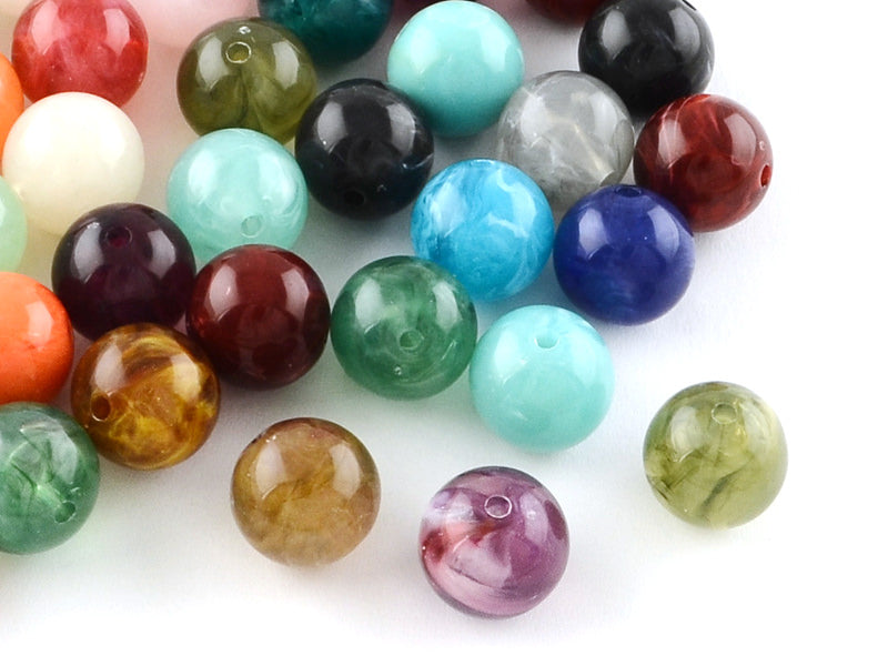 achat 100 perles en plastique rondes 6 mm - imitation perles naturelles
