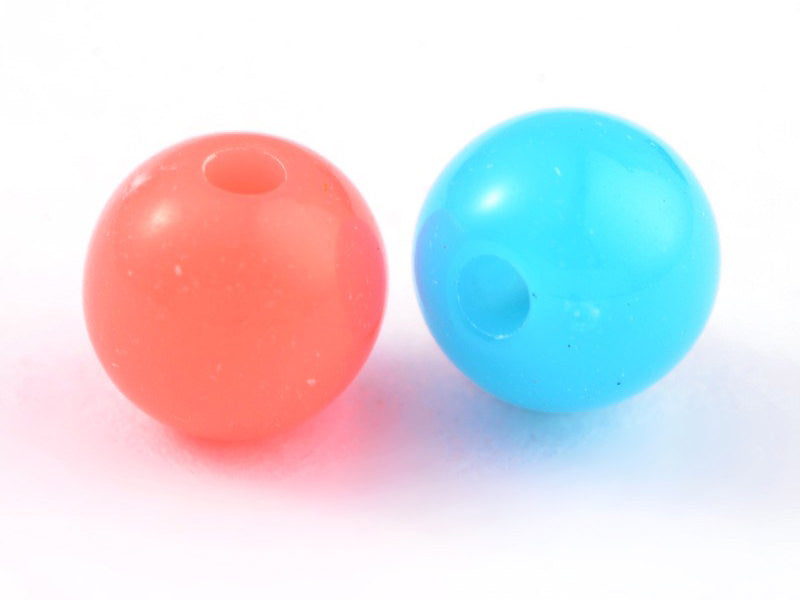 Achat 100 perles en plastique rondes 6 mm - couleurs fluo