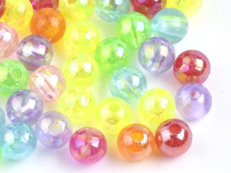 Achat 100 perles en plastique - rondes 6 mm - nacrées