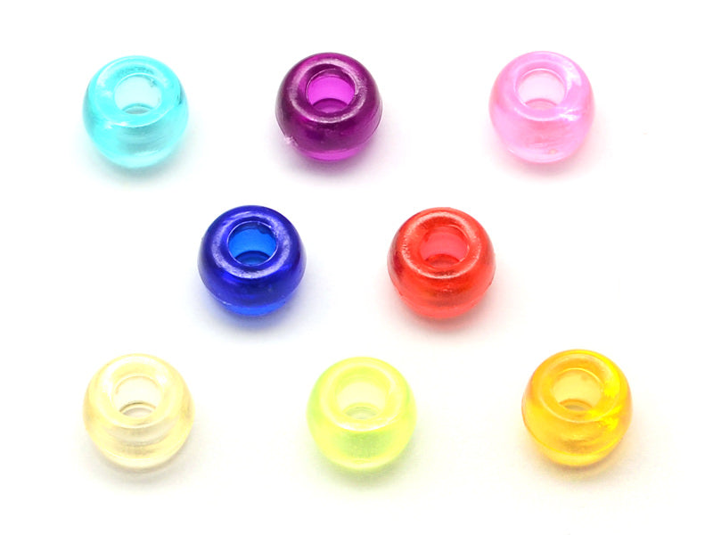 achat 100 perles en plastique basiques pour enfants - pony beads - transparentes multicolores