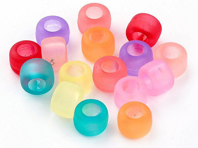 Achat 100 perles en plastique basiques pour enfants - pony beads - effet givré transclucide
