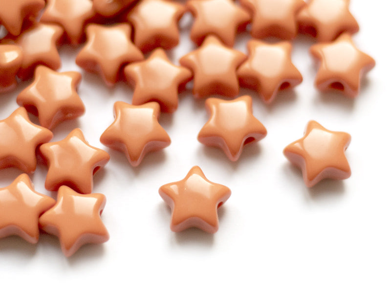 Achat 50 perles en plastique - étoile 15 mm - orange terracotta