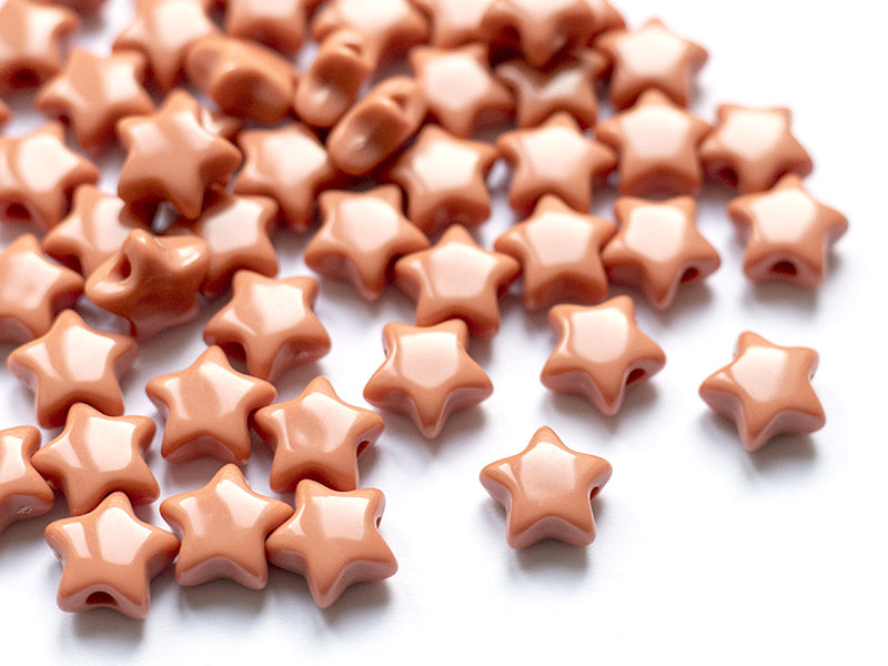 achat 50 perles en plastique - étoile 15 mm - orange terracotta