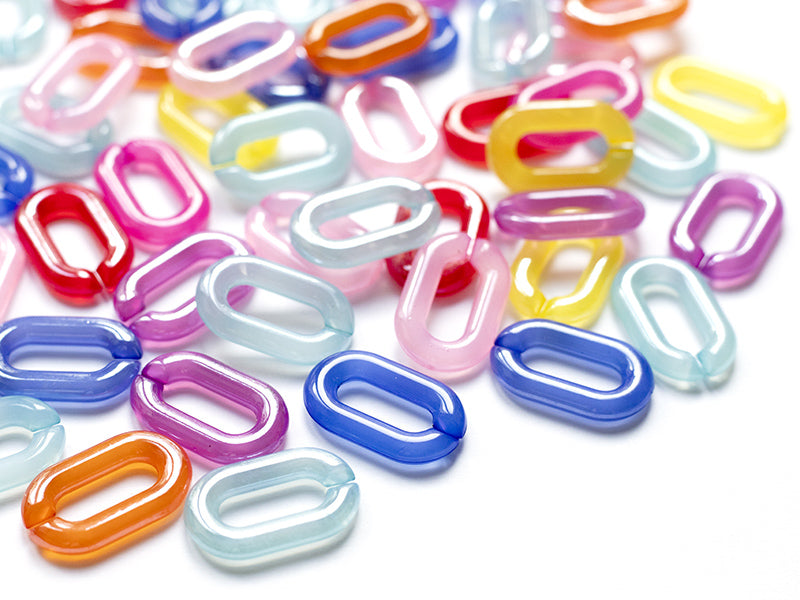 achat 50 grands maillons en plastique 31 x 19 mm - à connecter pour création de chaîne - mix multicolore transclucide