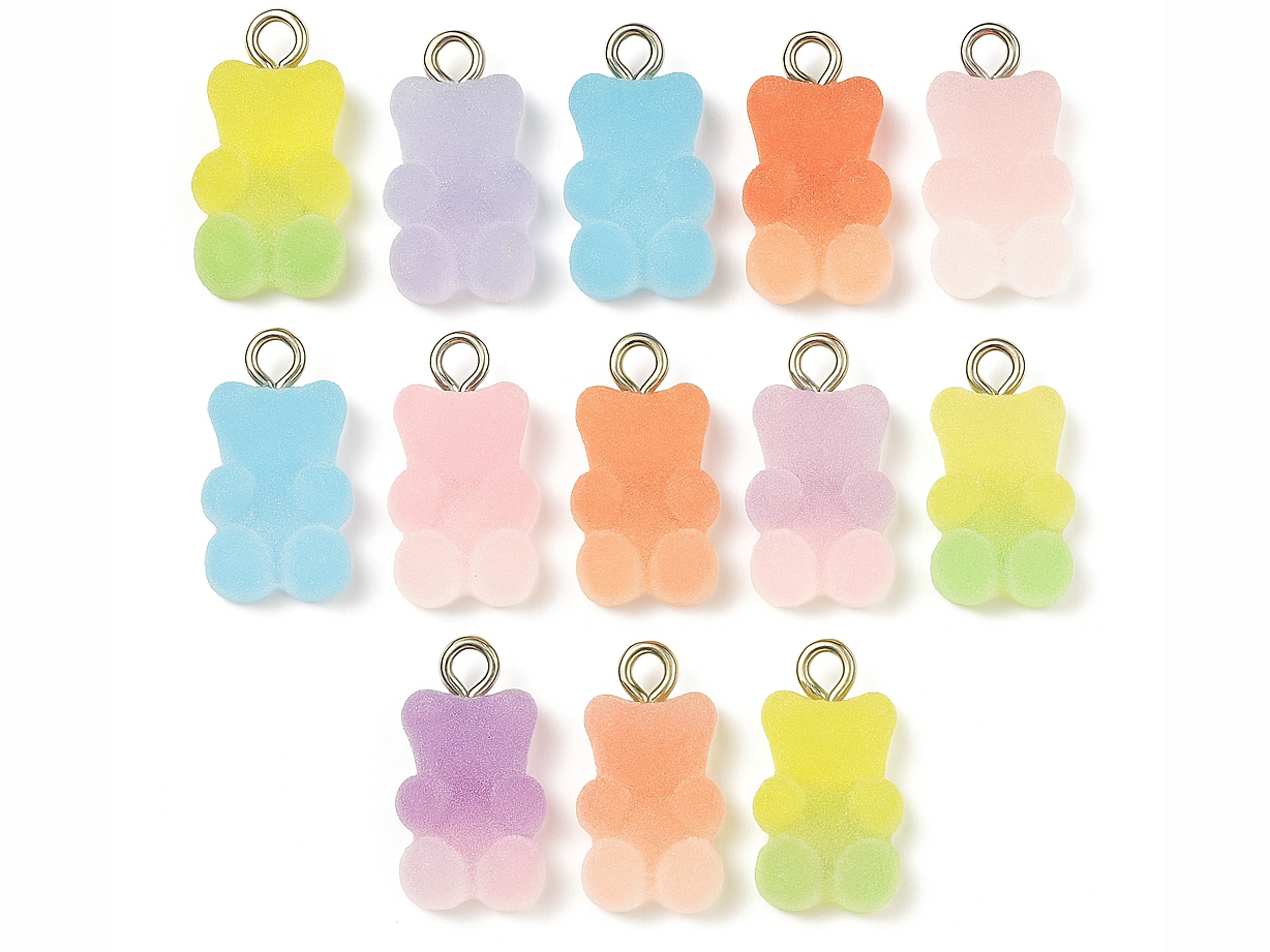 Achat Breloque ourson candy en résine translucide multicolore (couleur aléatoire)