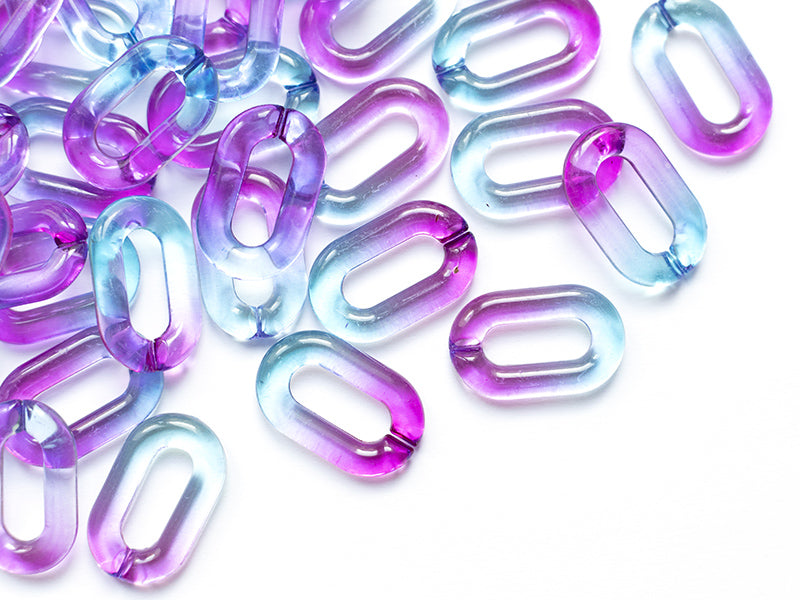 Achat 50 grands maillons en plastique 31 x 19 mm - à connecter pour création de chaîne - dégradé bleu et violet